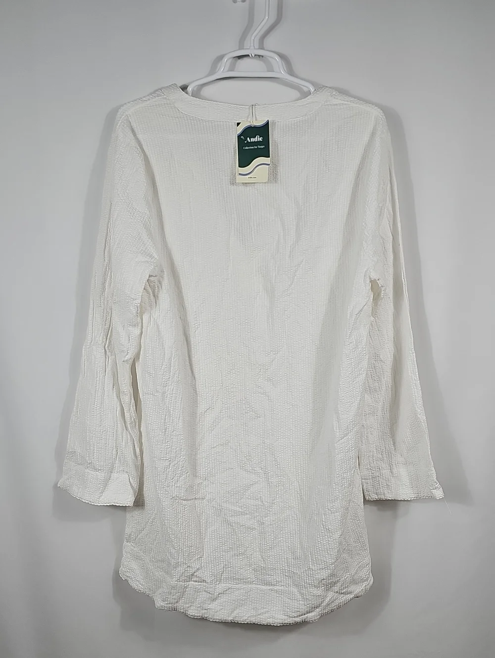 NWT Andie White Textured Cotton Swim Cover Up Tunic Dress M Resort Beach Neutral